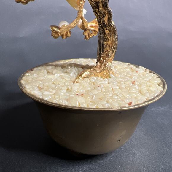 VTG Swoboda Metal Trunk – Carnelian, Pearl, Porcelain Birds – Bonsai Tree – Bras - Picture 8 of 10